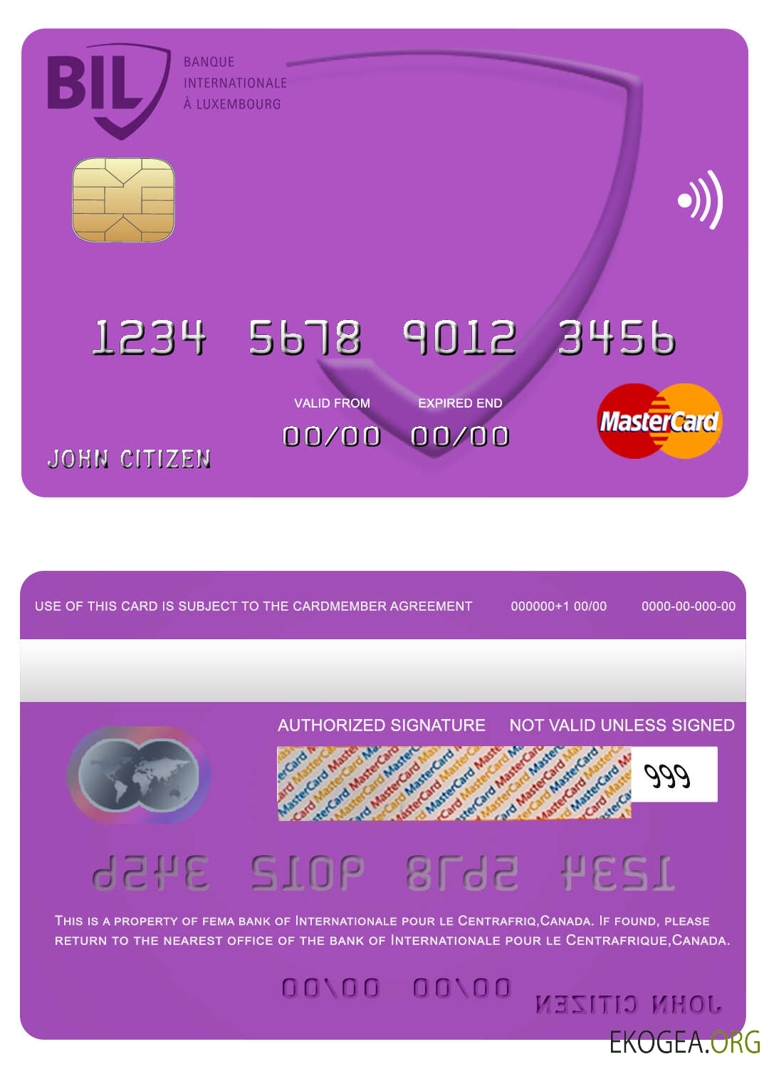 Mastercard bancaire Canada Internationale pour le Centrafrique